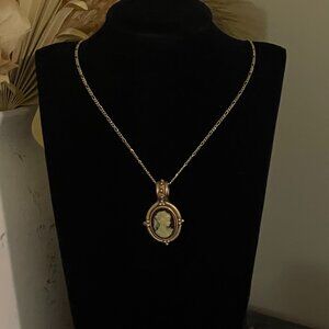 Vintage Victorian Style Cameo Portrait Pendant Necklace